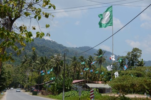 Wahlkampf: Flagge der Pan-Malaysian Islamic Party